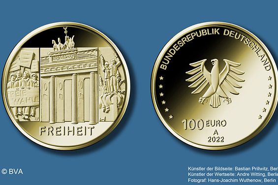 Münzen - Säulen der Demokratie - Freiheit